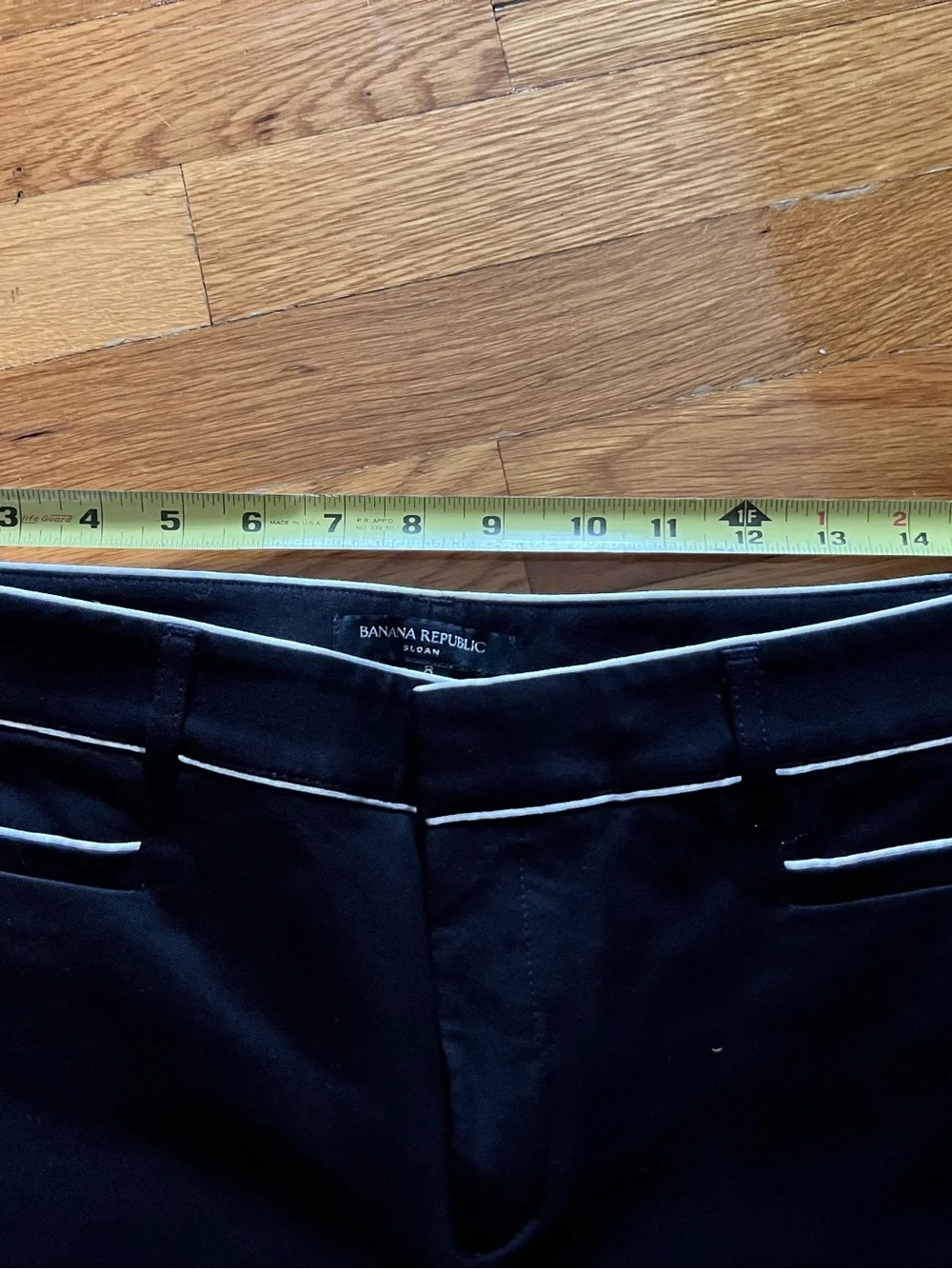 Banana Republic Black Sloan Dress Pants with Subtle White Trim - Size 8